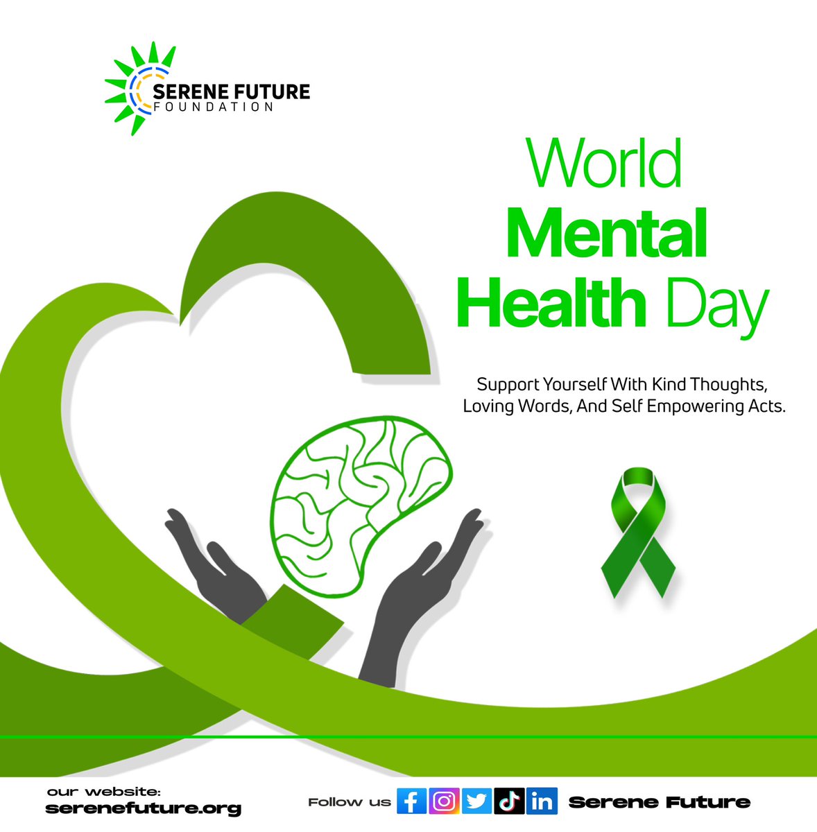 serenefuturegh's tweet photo. Support yourself with kind thoughts, loving words and self empowerment acts. 
World Mental Health Day 

Visit our website: https://t.co/xJ2KB3RDBJ

#worldmentalhealthday #mentalhealth #mentalhealth #MentalHealthAwareness #serenefuturefoundation #MentalHealthDay https://t.co/7CnZDo6rHq