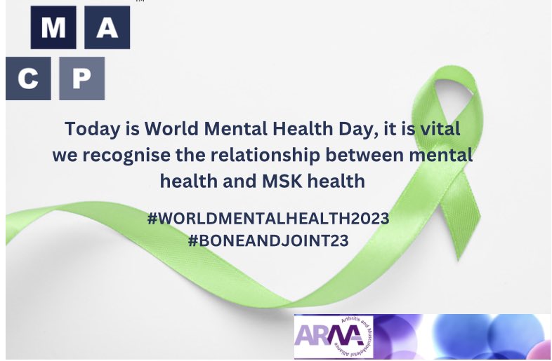 We are kicking off #BoneandJoint23 week on #WorldMentalHealthDay2023 are you having those conversations with your patients about the whole system not just the msk structure? <a href="/WeAreARMA/">ARMA</a>