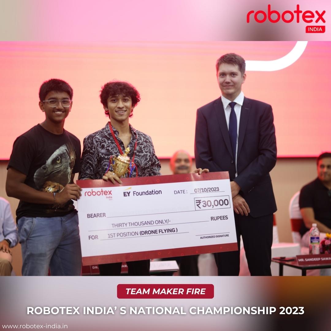 IndiaRobotex's tweet photo. 🙌 #RobotexIndia’s National Championship 2023 🙌
DRONE AVIATION
🥇 1st podium position - Team Maker Fire 👏
🥈 2nd podium position - Team GURU NANAK supported by the CSR efforts of @wnswcf #wnscaresfoundation👏
🥉 3rd podium position - Moon Labs - Team COEP 👏@coep_robotics https://t.co/gG93qDG2ed