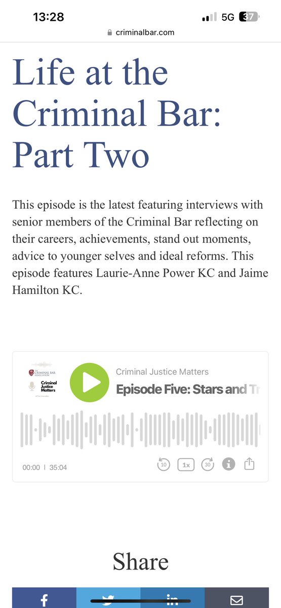 Ask anybody in the street to talk about a barrister and the barrister they’ll talk about is a criminal barrister
They’ll see the role that we play is absolutely central to our democracy, to our society, to our civic society
#CriminalJusticeMatters #podcast
criminalbar.com/resources/podc…