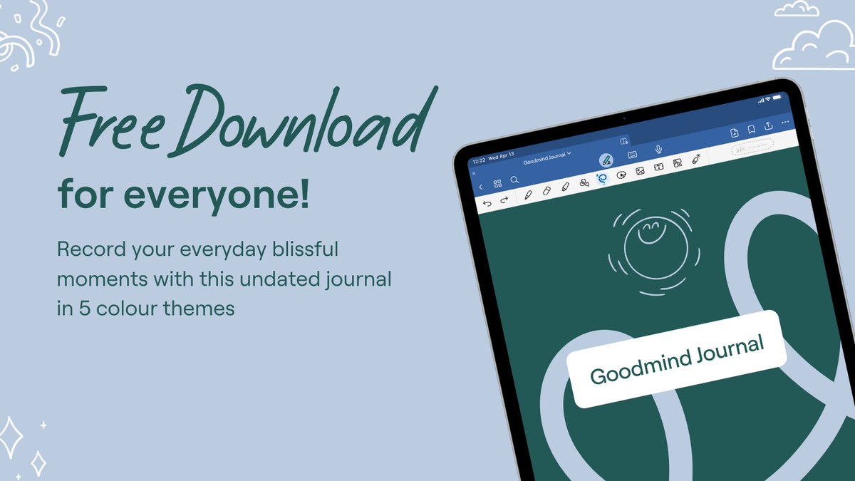 GoodnotesApp's tweet photo. Mindfulness through Journaling! 

Dive deep into self-discovery, gratitude, and serenity with the therapeutic practice of journaling. Your mind will thank you! 😉

Ready to get started? Download your free Goodmind Journal here:
https://t.co/D3kRF9olCE

#MindfulMoments #WorldMentalHealthDay