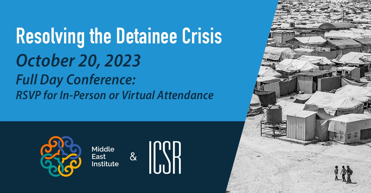 NEW -- <a href="/MEI_Syria/">MEI Syria Program</a> &amp; <a href="/MEI_CTE/">MEI Countering Terrorism & Extremism Program</a> will be hosting a major international conference on October 20, at <a href="/MiddleEastInst/">Middle East Institute</a> &amp; in partnership with <a href="/ICSR_Centre/">ICSR</a>:

- "Resolving the Detainee Crisis."

Registration will begin later today &amp; the agenda will soon be made public.