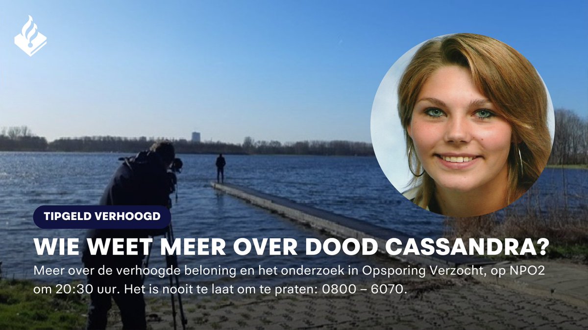 POL_Flevoland's tweet photo. Vandaag zou ze 34 jaar zijn geworden. Maar #Cassandra van Schaijk uit #Almere werd niet ouder dan 17. De beloning voor de gouden tip in deze cold case is nu verhoogd. 

Kijk vanavond om 20:30 uur naar Opsporing Verzocht op NPO2 en help mee. Deel dit bericht! https://t.co/3905PsluHx