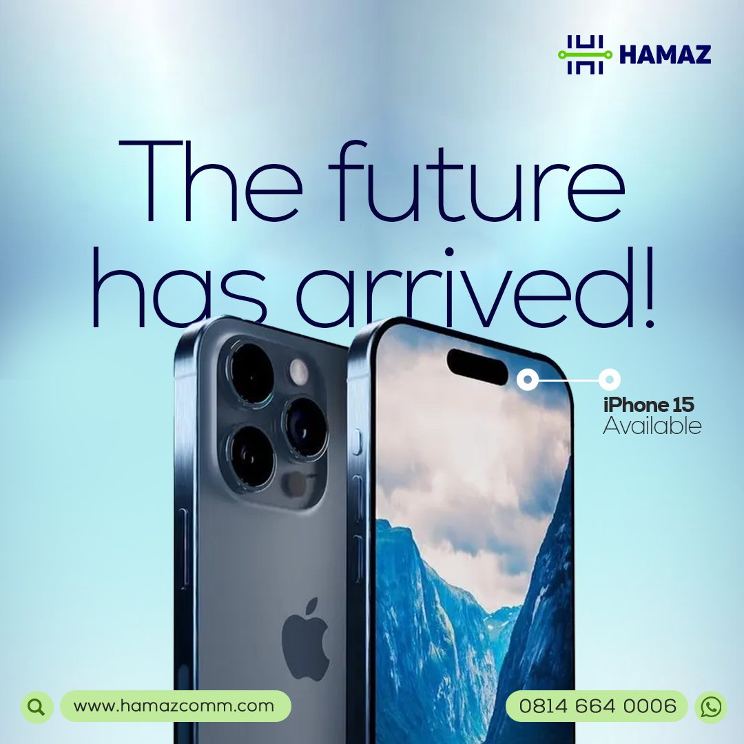 🌟 It's not just a phone; it's a lifestyle upgrade!

Introducing the iPhone 15 – redefining the way you connect and create. 

Get yours from Hamaz stores now!Call 08032032099/ WhatsApp - 08146640006 to order.💫 

 #TechEnthusiast #upgradetoday #iPhone15Pro