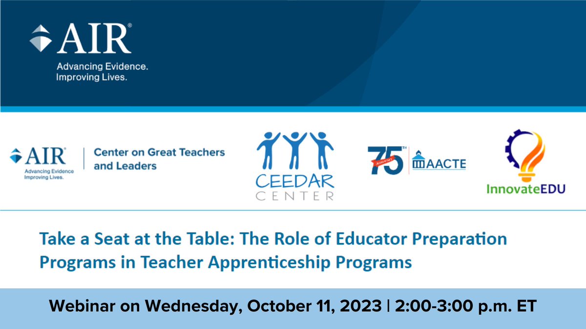 Are you wondering how to apply what you know about educator preparation programs (EPPs) to the design of Registered Apprenticeship Programs (RAPs)? #TeacherPrep #TeacherApprenticeships #EdLeaders
📅 October 11
🕐 2:00 PM ET
🔗ow.ly/PBOg50PTuy9