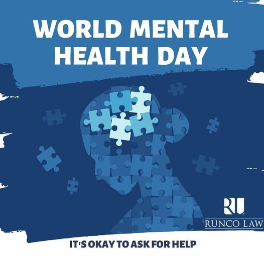 RuncoLawPC's tweet photo. Today is #WorldMentalHealthDay - Raising awareness of mental health issues around the world and mobilize efforts in support of #mentalhealth - especially in a post-COVID world.
Learn more: https://t.co/JC10f5MJlU
#RuncoLaw #Law #Lawyer #HamiltonON #FamilyLaw #Wills #EstateLaw https://t.co/HmCAtwCzBs