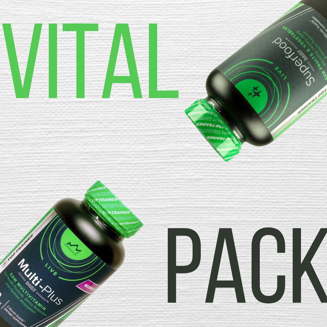 toptrainercom's tweet photo. Elevate your daily nutrition with Vital Pack! 🌟✨ The ultimate blend of Multi Plus and Superfood Daily  #Multivitamin #Superfoods #GutHealth #Probiotics #Prebiotics #WellnessJourney #HealthGoals #ElevateYourHealth #OptimalNutrition https://t.co/KCpc1KpOV7