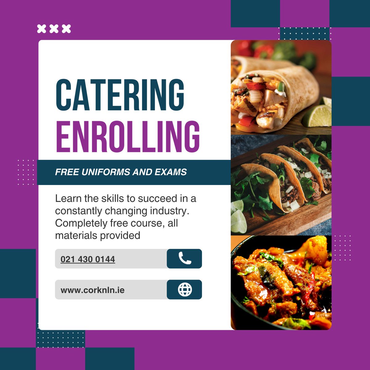 We are enrolling for our catering course today with places available to start from as soon as next week. Express interest on our website corknln.ie or by calling into our local Hollyhill Campus.

#learntocook #Thinkpossible