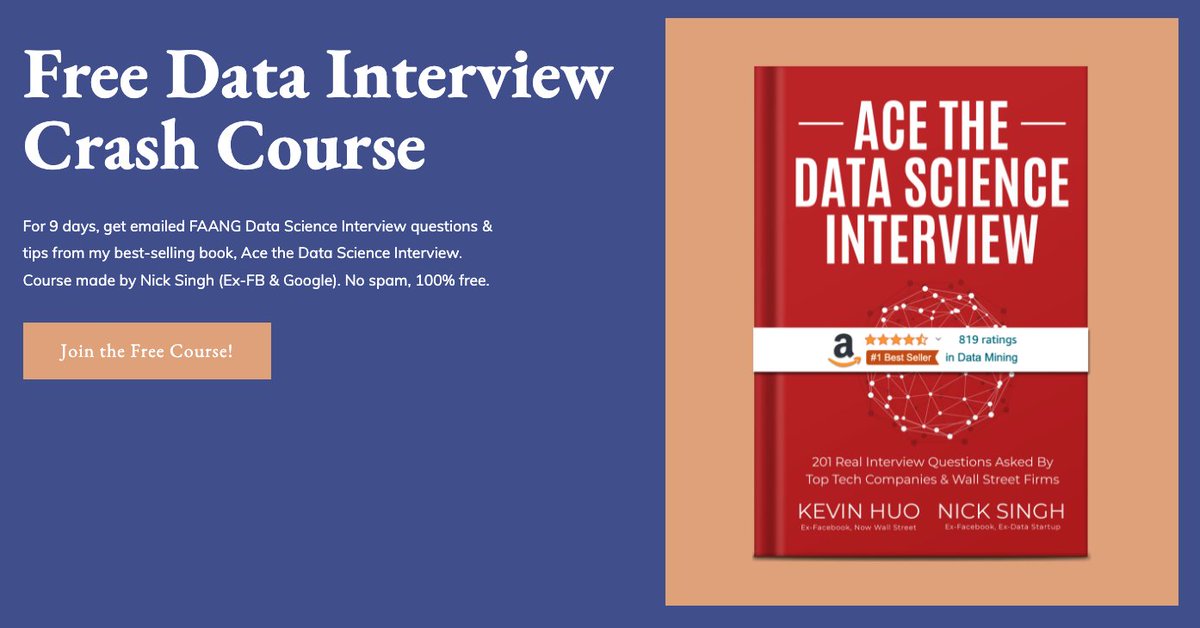 Data Science interviews cover WAY more than just SQL. You can expect technical questions on: •Probability & Statistics •Machine Learning •Coding (Data Structures & Pandas) •Product-Sense •A/B Testing To help you prep, I made a FREE 9-day Data Interview Crash Course👇