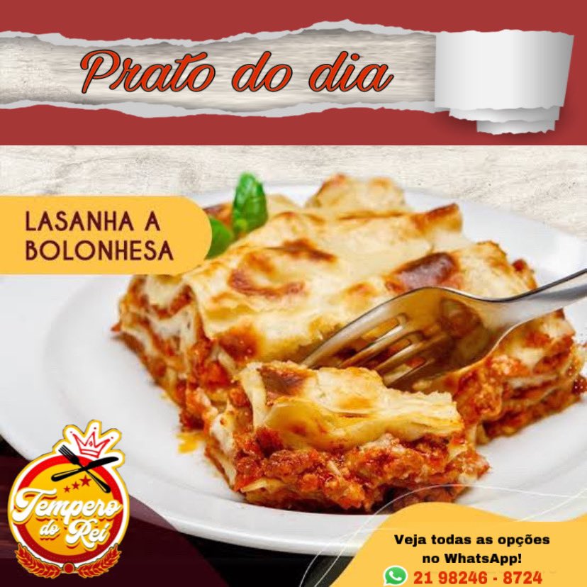 TemperoRei's tweet photo. Hoje é dia da nossa deliciosa lasanha a bolonhesa, peça já a sua 😋🥰✅ https://t.co/wCRr0feiQe