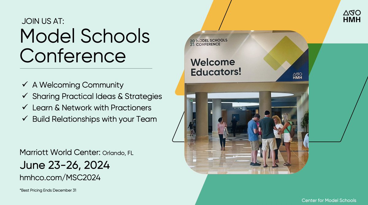 Sharing ideas &amp; strategies with your peers from across the country to take back to your classrooms, schools and districts. This is what the Model Schools Conference is all about. Leave with new ideas &amp; strategies to implement.
hmco.com/MSC2024

#educators #leadership #K12