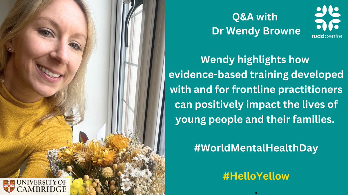 Now our Dr Wendy Browne outlines how Rudd's evidence-based training developed with & for frontline practitioners can make a positive impact on the lives of young people & their families. #HelloYellow #WorldMentalHealthDay 💡bit.ly/3rHpCJ1 2 minute read!