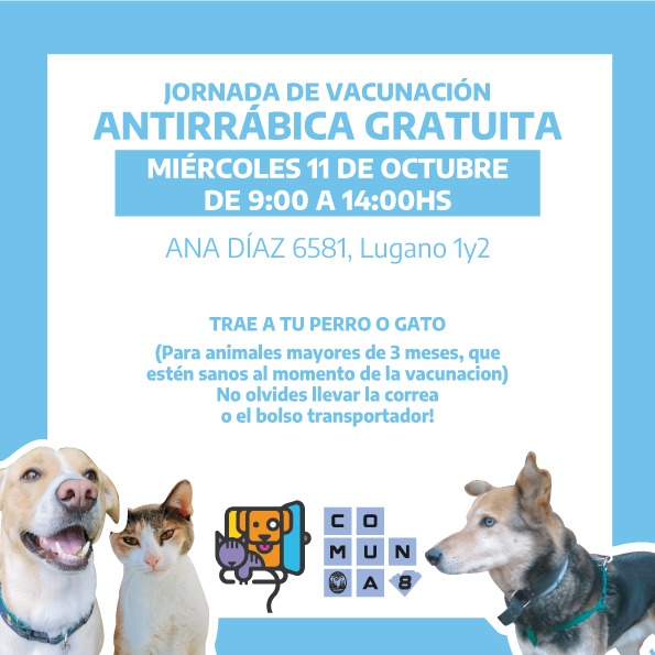 Este miércoles Jornada de Vacunación en #Lugano1y2 #Comuna8