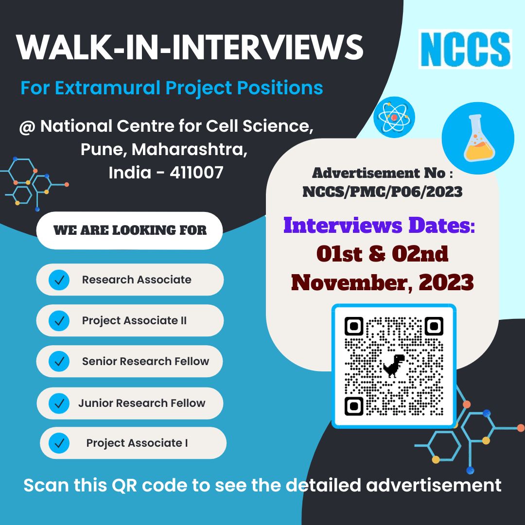 BRIC-NCCS (@dbt_nccs_pune) on Twitter photo We are #hiring!
Links to the #advertisement: nccs.res.in/Career
Have questions? Write to: pmc@nccs.res.in
#ProjectPositions #Research #biotech #CellBiology #walkininterview #PositionsAvailable #jobopportunity #interview We are #hiring!
Links to the #advertisement: nccs.res.in/Career
Have questions? Write to: pmc@nccs.res.in
#ProjectPositions #Research #biotech #CellBiology #walkininterview #PositionsAvailable #jobopportunity #interview