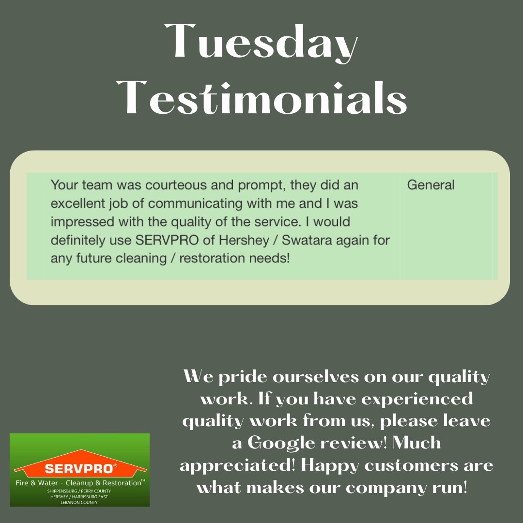 Testimonial Tuesday 
#restoration #remediation #servpro #watermitigation #waterremediation #moldremediation #firedamagerestorationservice #firedamagecleanup