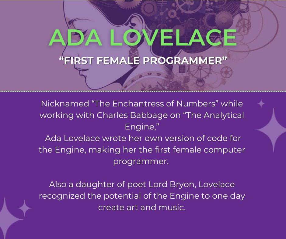 In 1834, Ada Lovelace earned her nickname, "Enchantress of Numbers" and became the first female programmer by writting her version of code for "The Analytical Engine." 

Today we celebrate #AdaLoveLaceday and all #StemWomen who follow in her legacy.