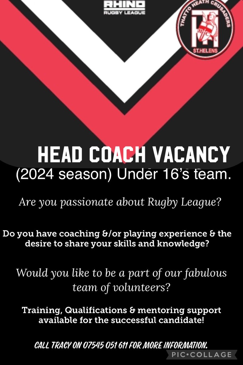 Fabulous opportunity to coach our well established &amp; skilful (current) Under 15’s.
Full team of volunteers and club to support.
Contact details &amp; info ⬇️