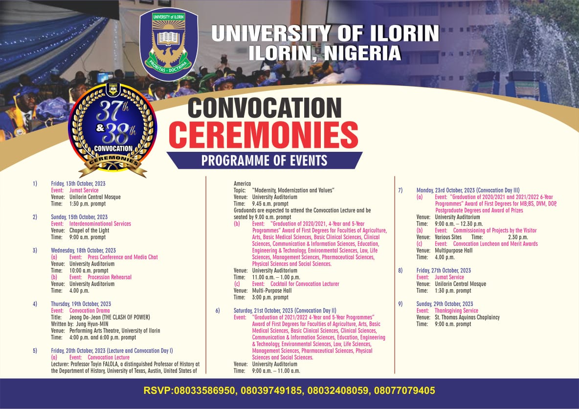 University of Ilorin, Nigeria (@unilorinngr) on Twitter photo Be our guest at the 37th and 38th Convocation Ceremonies of the University of Ilorin!
<a href="/UNILORIN893FM/">UNILORIN FM 89.3</a>
#BetterByFar🎓
#UNILORINConvocationCeremonies Be our guest at the 37th and 38th Convocation Ceremonies of the University of Ilorin!
<a href="/UNILORIN893FM/">UNILORIN FM 89.3</a>
#BetterByFar🎓
#UNILORINConvocationCeremonies