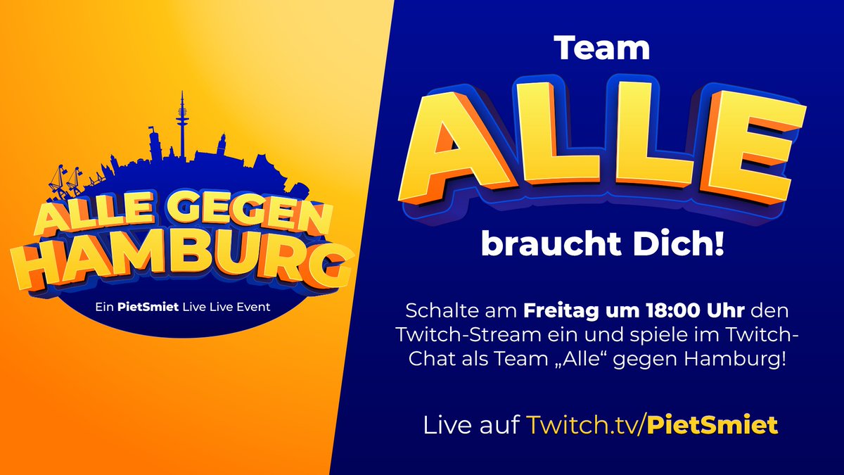 PietSmiet's tweet photo. Werbung: Seid beim #PassionStream „Alle gegen Hamburg“ am Freitag ab 18 Uhr live auf https://t.co/qxJPxQaUbA dabei und damit ein wichtiger Teil des Streams. Ihr seid nämlich „Alle“! 😆 Die vor Ort sind „Hamburg“. Wir sind eure Spielfiguren auf der Bühne 🙈
@DrOetkerPizzaDE https://t.co/yGf4wpDl9j