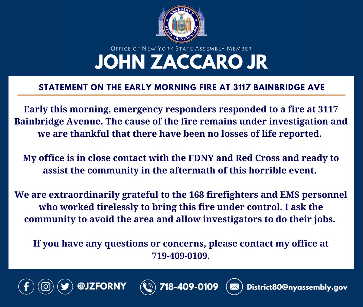 NYS Assembly Member John Zaccaro Jr tweet media