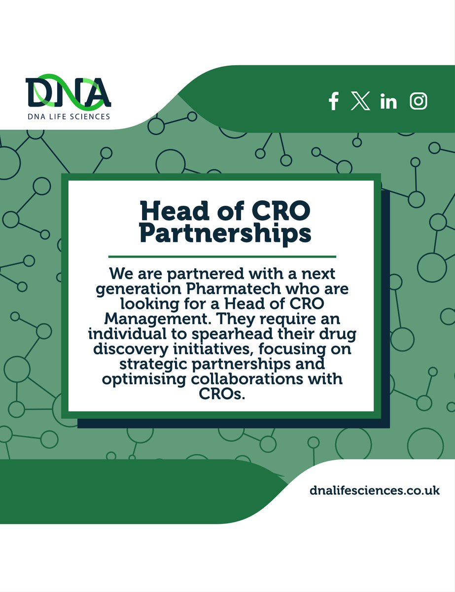 DNA Life Sciences (@dnalifesciences) on Twitter photo 💊Head of CRO Management💊
If you are interested in the job role, please get in touch to learn more at info@dnalifesciences.co.uk
#lifesciences #recruitment 💊Head of CRO Management💊
If you are interested in the job role, please get in touch to learn more at info@dnalifesciences.co.uk
#lifesciences #recruitment