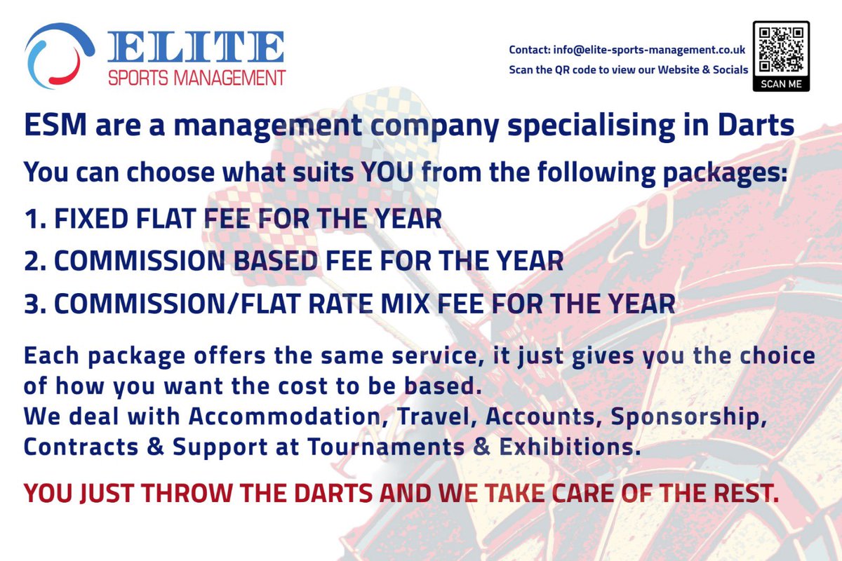 Looking for some Representation in the world of #Darts? We at Elite go above and beyond, so whether you’re new to the game or well established, get in touch and see what WE can offer YOU! 🎯🙂 #darts #lovethedarts #representation #sportsmanagement #weareelite