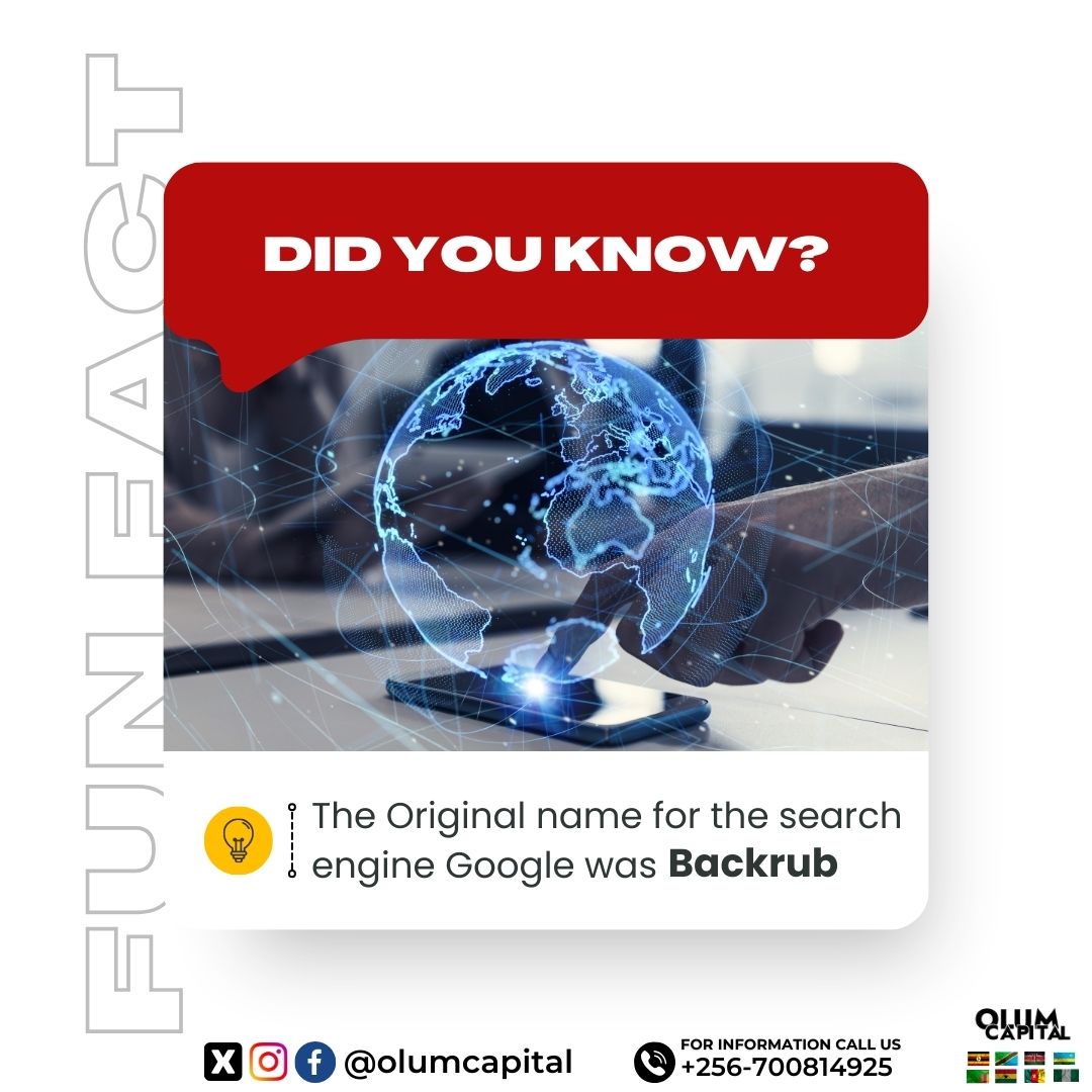 NdeloCapital's tweet photo. The original name for the search engine Google was Backrub. It was renamed Google after the Googol, which is the number one followed by 100 zeros.

#WAEC
#Jesus 
#Gaza 
#Israel 
#ShopeePromo1010 https://t.co/qXzrWunrX2