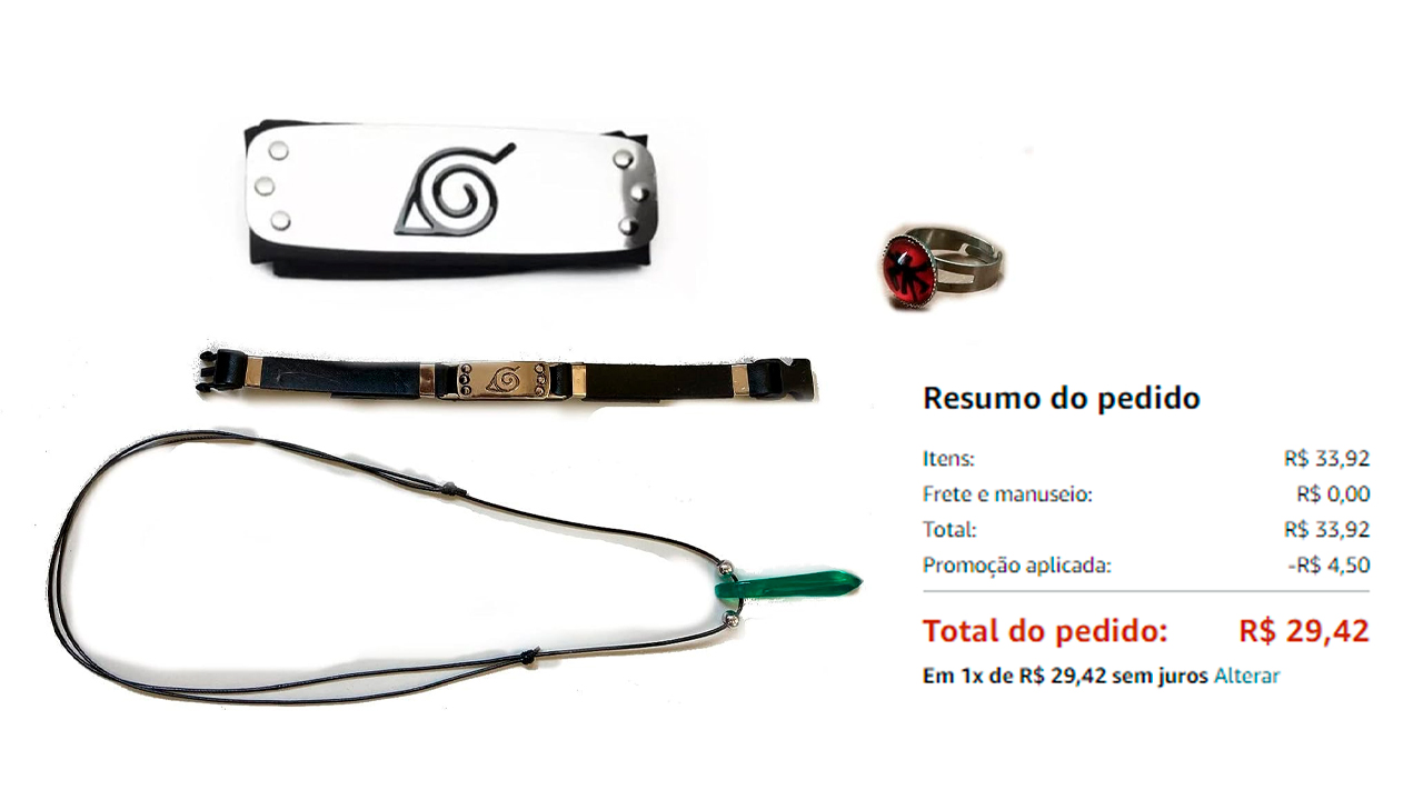 Kit Naruto Colar Símbolo Da Aldeia Da Folha E Colar Akatsuki