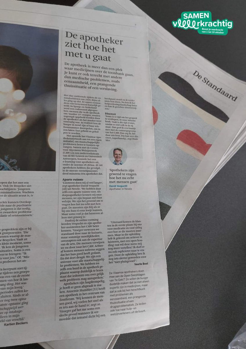 Onze Geestelijke Gezondheidszorg kan nog veel verbeteren, maar hoe goed ze ook wordt, we zullen nooit iedereen kunnen helpen. Praat erover alstublieft 🙏. Ook je apotheker levert een kleine bijdrage #CAVAsa #allekleinebeetjes Met dank aan <a href="/destandaard/">De Standaard</a>