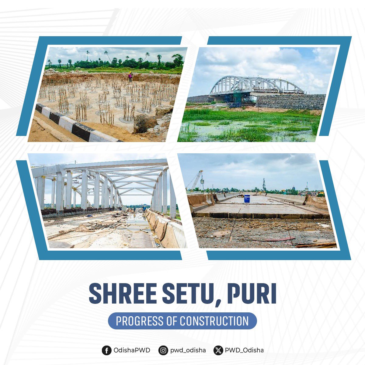 The ongoing construction of Shree Setu is currently in high-priority mode which will ensure seamless connectivity &amp; smoother travel to the heritage town #Puri.