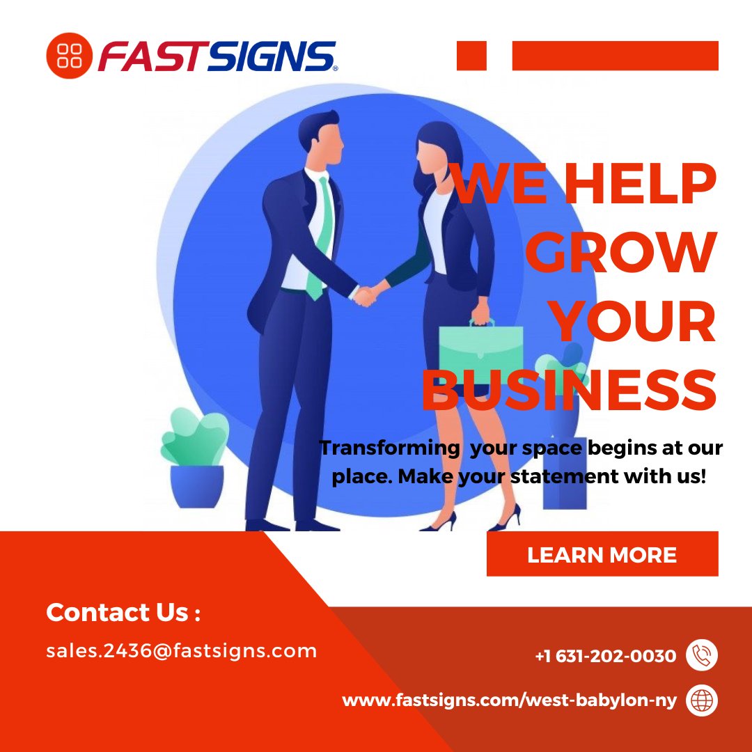 FastsignsWestb's tweet image. Contact 𝐅 𝐀 𝐒 𝐓 𝐒 𝐈 𝐆 𝐍 𝐒 today! 📞
#makeyourstatement #fastsigns #fastsignsdidit #fastsignsofwestbabylon #graphics #transformyourbusiness