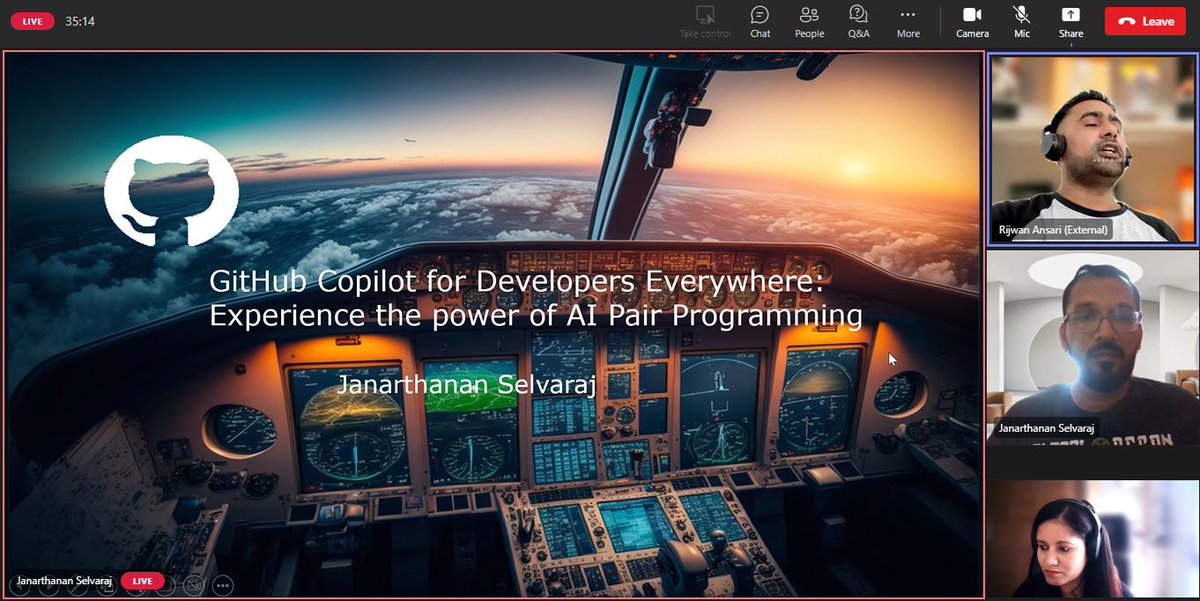 jana_selvaraj's tweet image. 🎉 Had a Electrifying and powerful one❤️ at the 𝐃𝐞𝐯𝐞𝐥𝐨𝐩𝐦𝐞𝐧𝐭 𝐰𝐢𝐭𝐡 𝐂𝐨𝐩𝐢𝐥𝐨𝐭: 𝐀𝐧 𝐀𝐈 𝐂𝐨𝐝𝐢𝐧𝐠 𝐏𝐚𝐫𝐭𝐧𝐞𝐫 event 🚀 ✨ organized by Cloud Experts Group and .NET Girl.
Thank you so much @rijsat @SatyaKarki 
 #githubcopilot #aipairprogrammer #GenAI