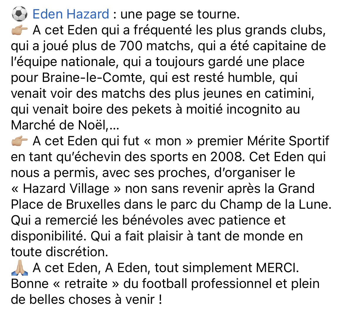 maximedaye's tweet photo. ⚽️ Eden Hazard : une page se tourne. 
🙏🏼 A Eden, tout simplement MERCI. Bonne « retraite » du football professionnel et plein de belles choses à venir !
#EdenHazard #brainelecomte https://t.co/kz5dCodBEX