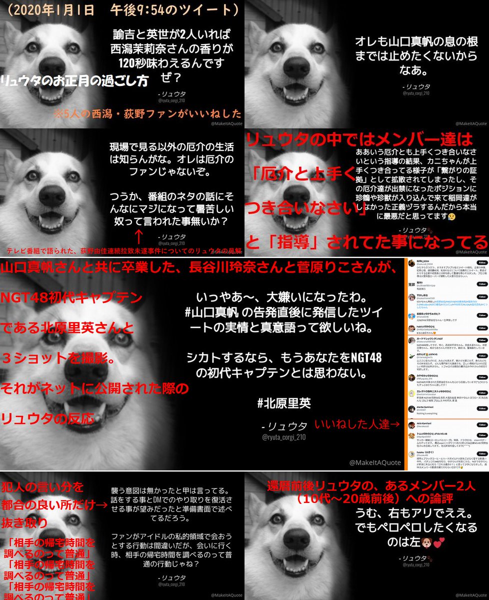 mitsuru_Kux's tweet image. #佐渡警察署 #佐渡署
1 #NGT48暴行事件 相関図
2 同事件 第三者委員会 相関図
3 外道ヲタク達の暴言集
4 リュウタの暴言集