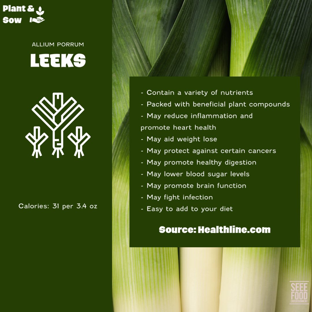 Leek it up!

Leeks are rich in #antioxidants and sulfur compounds, especially kaempferol and allicin. These are thought to protect your body from disease.

#leeks #foodknowledge #nutrientdense #hearthealth #heartfood #inflammationfood #vegetables