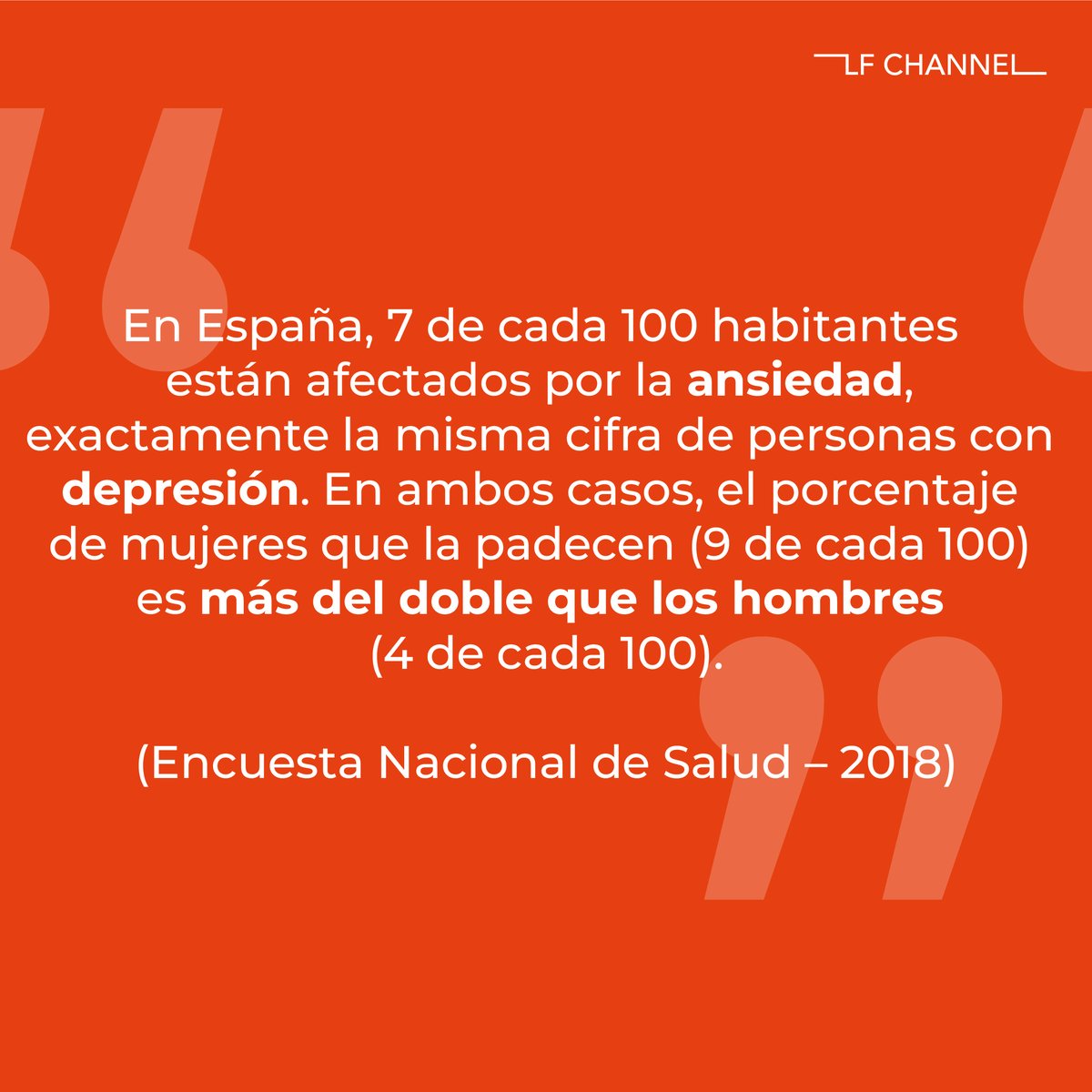LFChannel's tweet photo. ⚠️ ¿Sabías que, según la Organización Mundial de la Salud #OMS, 3 de cada 10 personas sufrirán algún trastorno mental a lo largo de su vida? Hoy, en el #DíadelaSaludMental, desde #LFChannel queremos compartir algunas cifras que no nos permiten mirar hacia otro lado 🤯 https://t.co/dOZDKXKREx