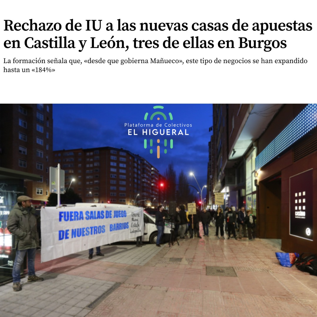 🎰 "La formación señala que, «desde que gobierna Mañueco», este tipo de negocios se han expandido hasta un 184%".

🔗elcorreodeburgos.com/burgos/230802/…

#PlataformaDeColectivosElHigueral
#FueraCasasDeApuestasDeNuestroBarrio
#ElHigueral