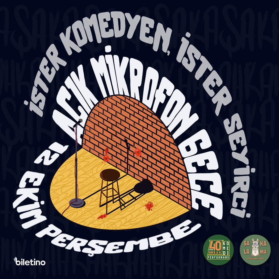 SelamLamalar 🦙
Herkesin mikrofona 5 dakika tükürebildiği bir gösteriye ne dersiniz?

Bilet alan herkesin sahneye çıkabilme hakkı kazandığı, şakalarını paylaşabileceği gülme garantisiz bir geceye var mısınız?