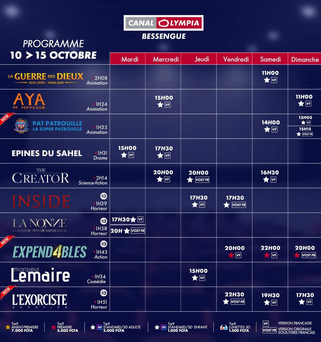 Ledawa's tweet photo. PROGRAMME CINÉMA DE LA SEMAINE
#CANALOLYMPIABESSENGUE
#CANALOLYMPIAYAOUNDE1
#CINEMAEDEN
#GENESISCINEMAS
#DOPE #DCLP #YCLM
#DOUALACESTLAPUISSANCE
#YAOUNDECESTLAMAGIE https://t.co/oYbwF4brzY
