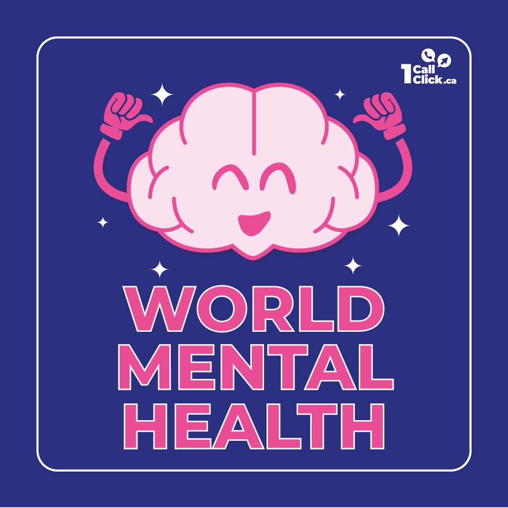 Mental health is a universal human right which includes access to available, inclusive and good quality care. 1Call1Click.ca is here to connect kids and youth with the right care for them. #WorldMentalHealthDay #ourmindsourrights #KidsComeFirst #HealthTeam