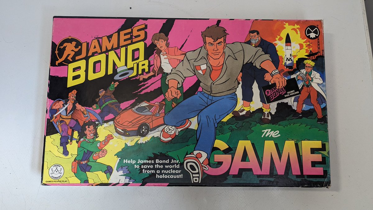 andychilds1992's tweet photo. @JamesWillems I was watching old clips and one discussion made me think of this! James Bond Jr (even though James Bond is his uncle) The Board Game! https://t.co/mlgZEUFUgm
