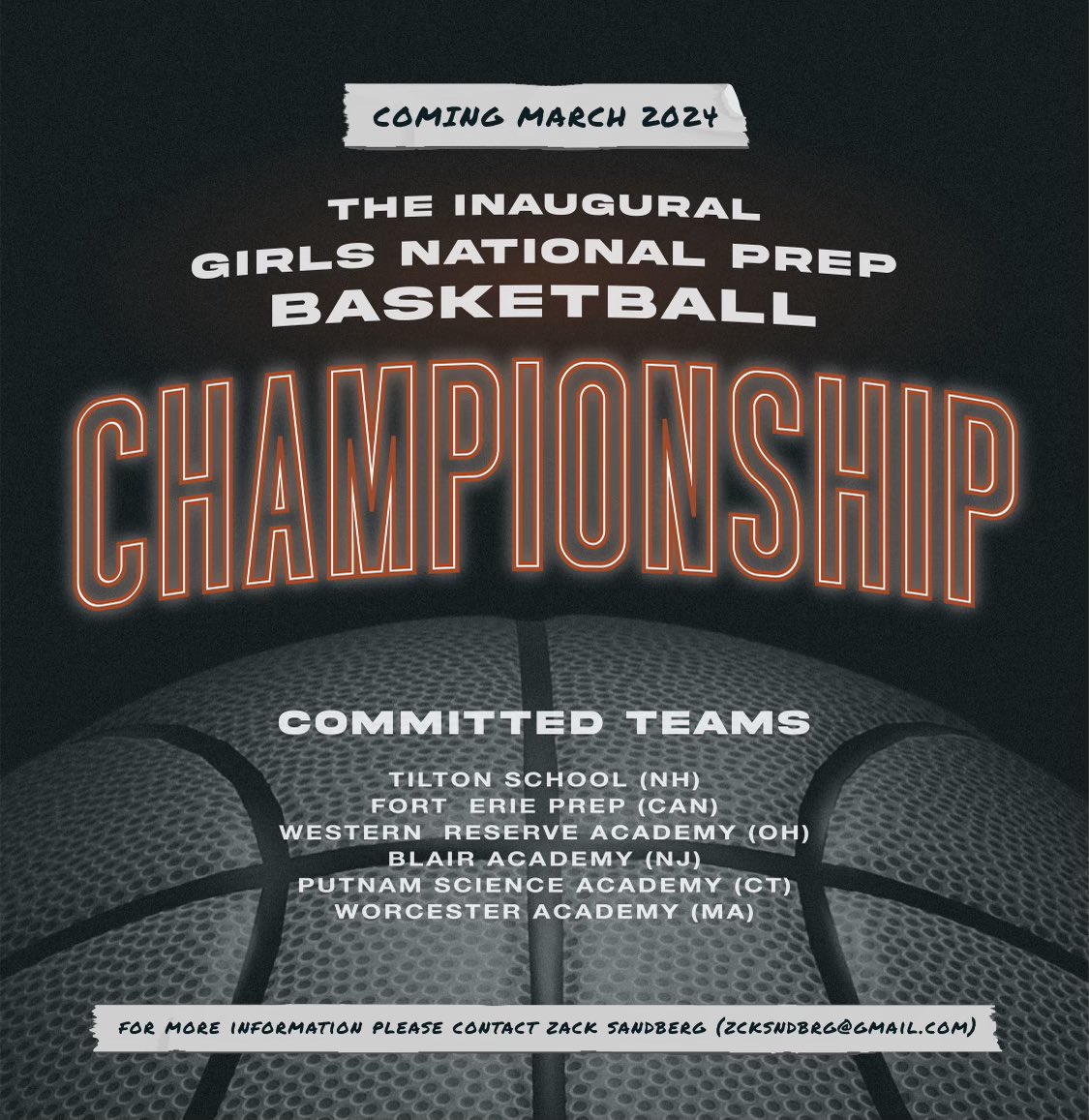 To be the best you have to beat the best… Incredibly excited to announce the Inaugural Girls National Prep Basketball Championship, pitting the best of New England against the best Girls Prep teams around North America Please feel free to reach out for more information!