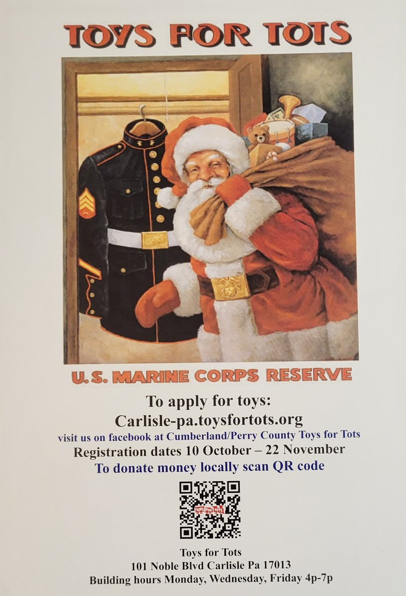CARES4homeless's tweet image. Hello Friends! We know how much our community CARES ... and we are asking for your support to the Cumberland/Perry County Toys for Tots. This is a great way to give back to the community and support our US Marine Corps Reserve drive! We are a Community that Truly CARES!