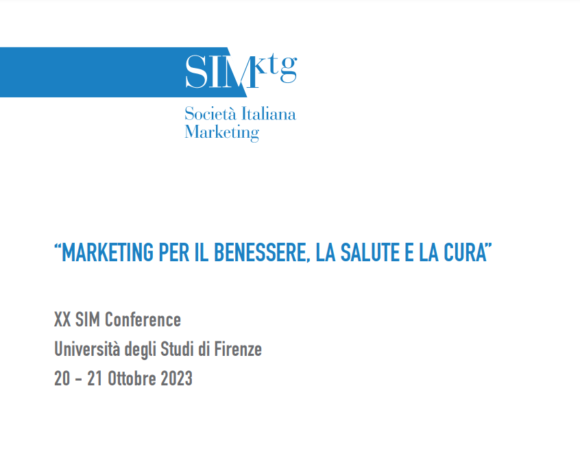 SIMktg's tweet photo. La XX #SIMConference "#Marketing per il benessere, la salute e la cura" si terrà il 20 e 21 Ottobre all'@UNI_FIRENZE!
Il programma sarà ricco di sessioni plenarie, tavole rotonde, premi e altro!
https://t.co/NiXsyG9QT0
#SIMktg https://t.co/S9IH2Wl3S7
