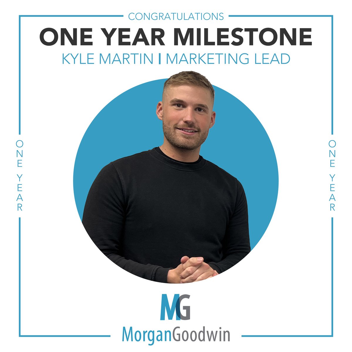 Congratulations are in order! 🎉

Today marks the one-year milestone at Morgan Goodwin for our Marketing Lead, Kyle Martin. 🥳

Keep up the great work. We look forward to what the future has in store for you! 😆

#oneyeardone #teamnews