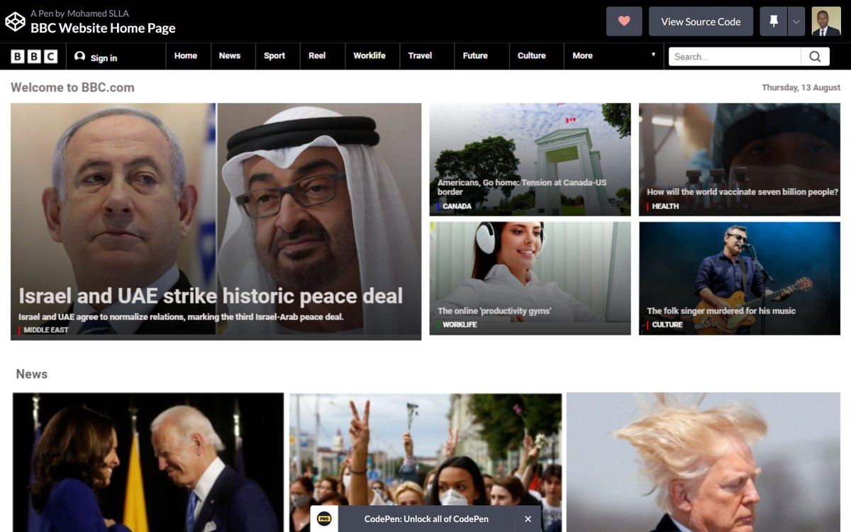m1sylla's tweet photo. BBC home page layout on diffrent (small, medium, large) screens.
 #100devs, #dev, #webdevelopment #webdev 
Webdev, HTML, CSS. https://t.co/qcaULHv0DV