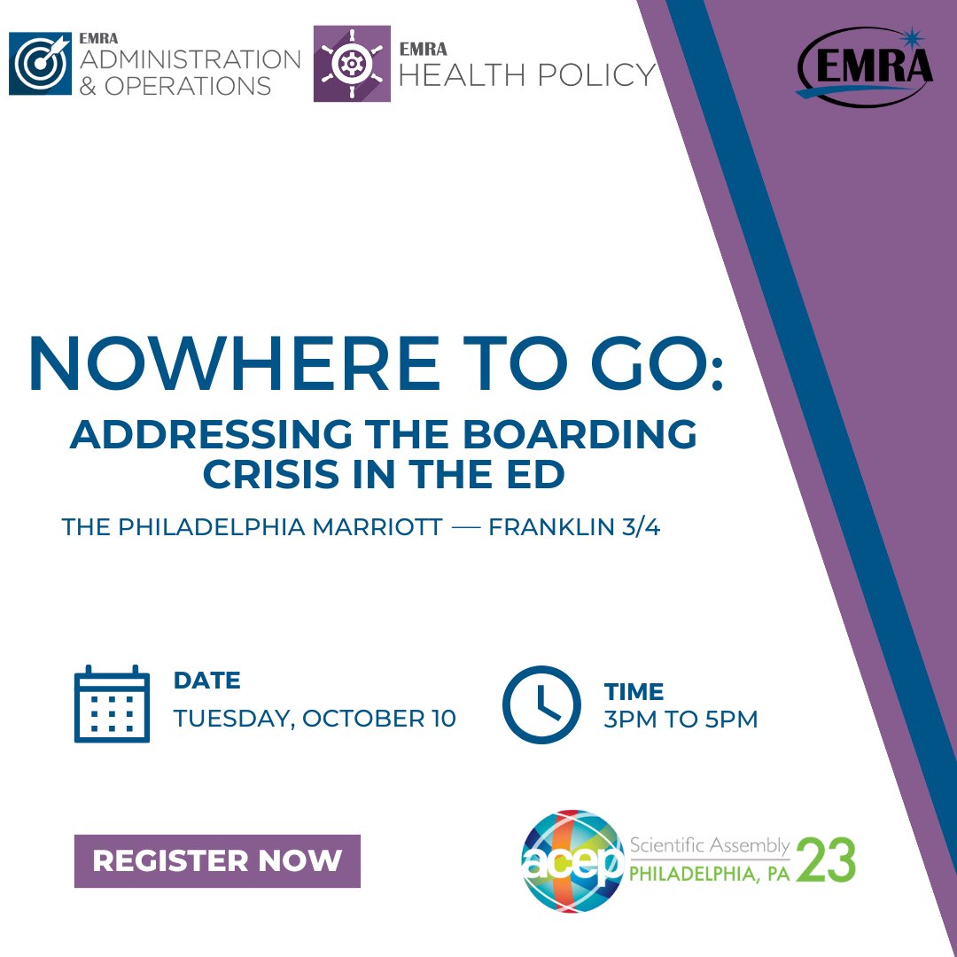 So excited for ACEP! 📣 Check out our AdminOps panel today at 3pm to learn about innovative solutions for the boarding crisis! <a href="/emresidents/">emresidents</a> <a href="/andrewdluo/">Andrew Luo, MD MBA</a> <a href="/karanbains/">Karan Bains</a>