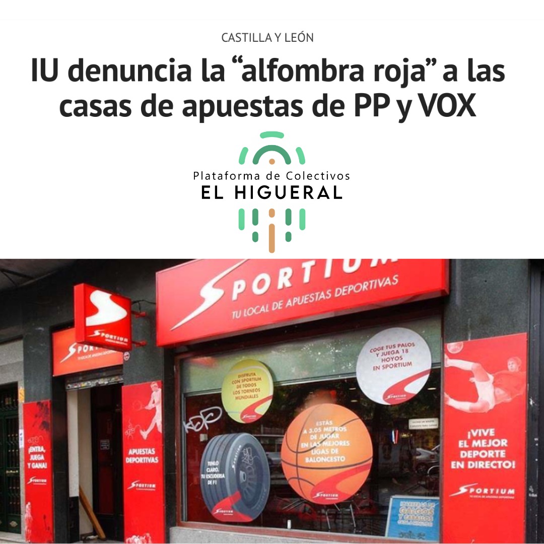 🎰 "Denuncian la dejación de funciones de la Junta en materia de prevención del juego patológico".

🔗nuevatribuna.es/articulo/actua…

#PlataformaDeColectivosElHigueral
#FueraCasasDeApuestasDeNuestroBarrio
#ElHigueral