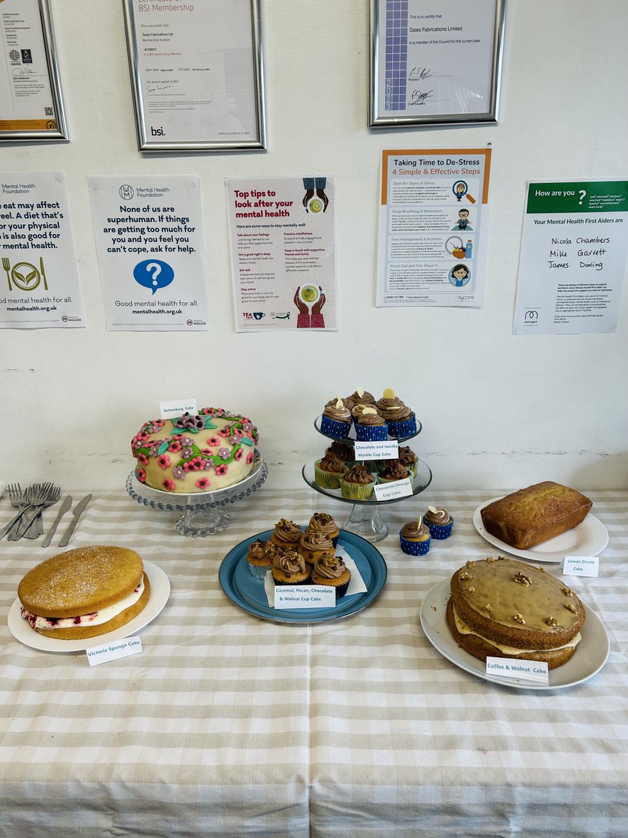 DalesFabs's tweet photo. For #WorldMentalHealthDay we hosted a Tea &amp; Talk (with lots of cake!) to raise money for @mentalhealth and @YoungMindsUK. 

Today is a great opportunity to start conversations about Mental Health. Speaking to those around you can be invaluable. 🌎🧠 https://t.co/55op12hxE4
