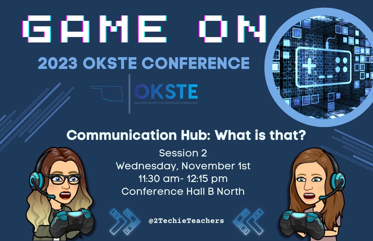 2techieteacher's tweet photo. 🎮𝙶𝙰𝙼𝙴 𝙾𝙽!🎮
𝚂𝚌𝚑𝚘𝚘𝚕 𝚒𝚜 𝚒𝚗 𝙵𝚄𝙻𝙻 𝚜𝚠𝚒𝚗𝚐, 𝚋𝚞𝚝 𝟸 𝚃𝚎𝚌𝚑𝚒𝚎 𝚃𝚎𝚊𝚌𝚑𝚎𝚛𝚜 𝚊𝚛𝚎 𝚝𝚊𝚔𝚒𝚗𝚐 𝚜𝚘𝚖𝚎 𝚝𝚒𝚖𝚎 𝚘𝚞𝚝 𝚘𝚏 𝚝𝚑𝚎𝚒𝚛 𝚜𝚌𝚑𝚘𝚘𝚕 𝚍𝚊𝚢 𝚝𝚘 𝚙𝚛𝚎𝚜𝚎𝚗𝚝 𝚊𝚝 𝙾𝙺𝚂𝚃𝙴 𝟸𝟶𝟸𝟹 𝚒𝚗 𝙽𝚘𝚟𝚎𝚖𝚋𝚎𝚛!

#OKSTE23 #GameOn https://t.co/tLCiPGUjI5